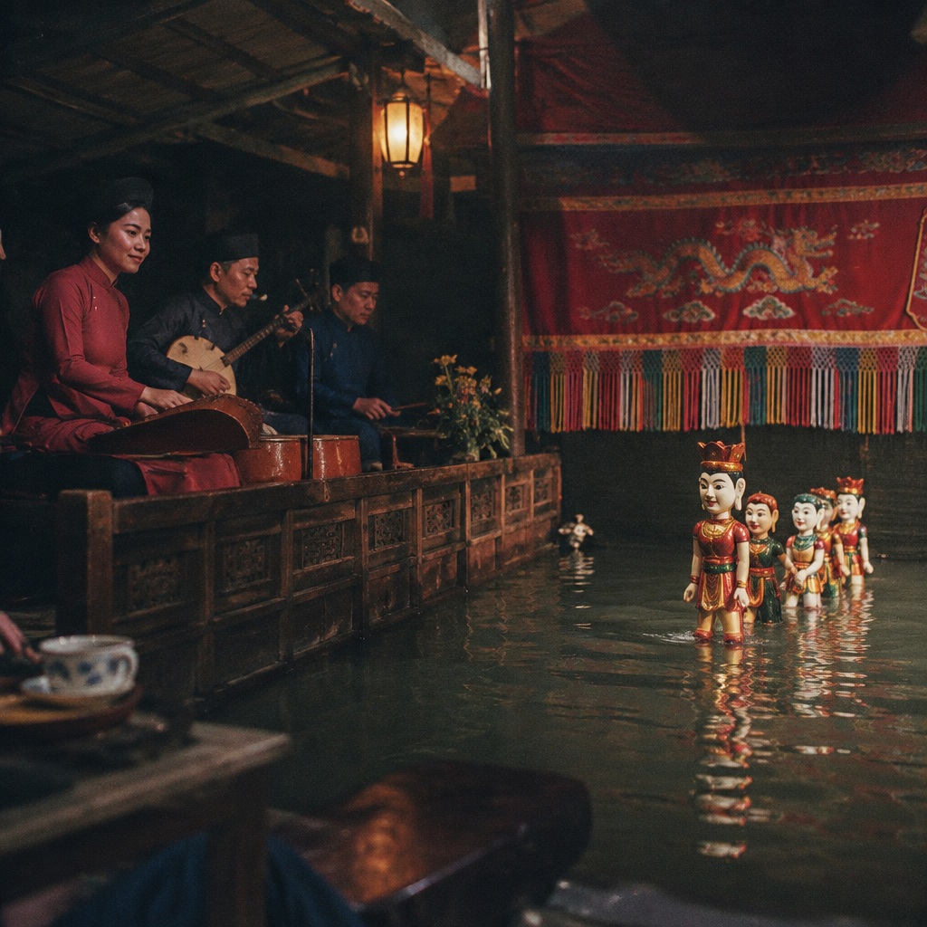 Nghệ thuật truyền thống Việt Nam tại một buổi biểu diễn nhỏ, mang đến trải nghiệm độc đáo Hà Nội 2026.